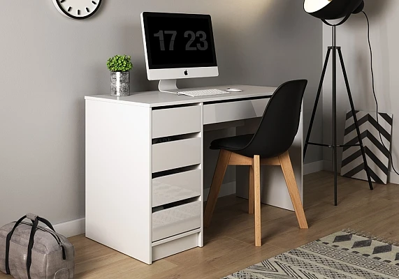 Psací stůl ADA 120cm se zásuvkami Bílý lesk