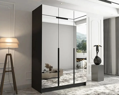 Vysoká zrcadlová šatní skříň CALIA III 150 cm černá