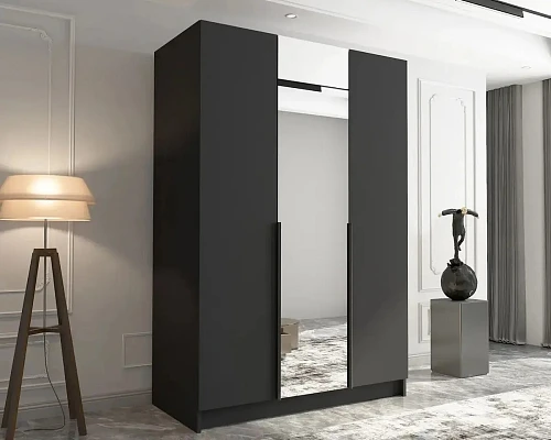 Šatní skříň se středovým zrcadlem CALIA II 150 cm černá