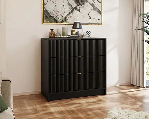 Úzká šuplíková komoda do obýváku TIRENO 3SZ černá