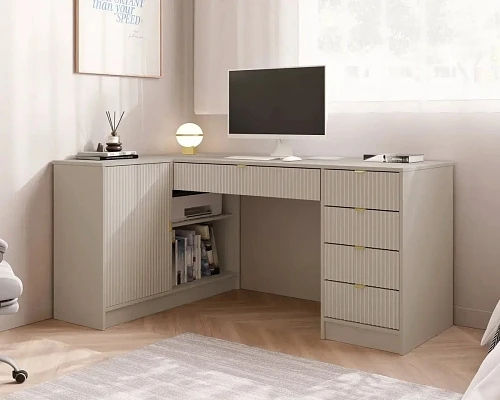 Rohový Psací stůl PC TIRENO levý nebo pravý bílý 