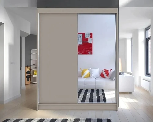 Šatní skříně s posuvnými dveřmi CAMINO 1 150 se zrcadlem béžová kašmír