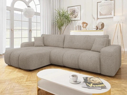 Rohová sedací souprava FURYN MAXI boucle s úložným prostorem a funkcí spánku - Coral 50