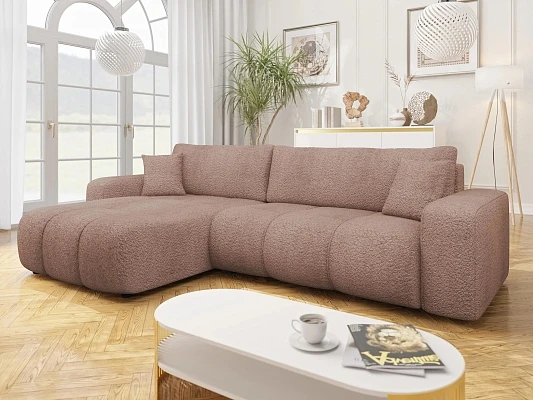 Rohová sedací souprava FURYN MAXI boucle s úložným prostorem a funkcí spánku - Coral 45