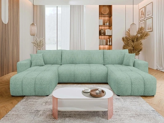 Sedací souprava do U FURYN U boucle s úložným prostorem a funkcí spánku - Coral 55