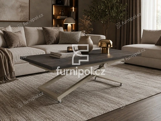 Rozkládací a zvedací Konferenční stolek ZARIA 120/158x80 Anthracite Sherman Oak