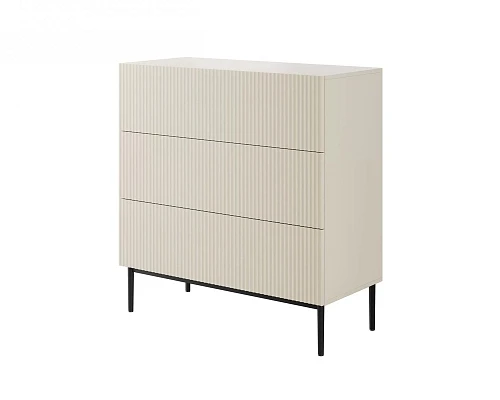 Komoda Nicole 100 cm s rýhovaným čelem kašmír / černé nohy