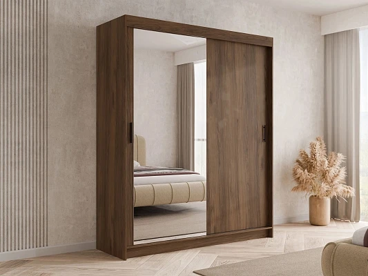 Šatní skříň INFINITY 180 II s posuvnými dveřmi a zrcadlem