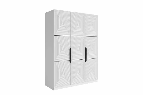 Šatní skříň ASHA 150 cm bílá / černé úchytky