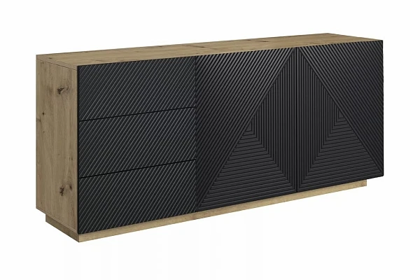 Komoda ASHA 167 cm dvoudveřová se zásuvkami - dub artisan 