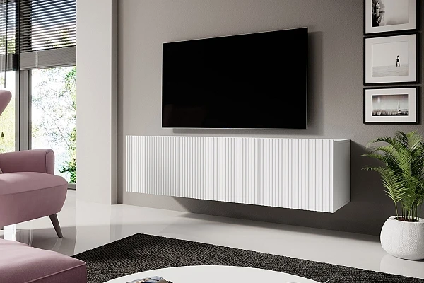 Závěsná TV skříňka Nicole 150 cm se zásuvkou - bílý mat