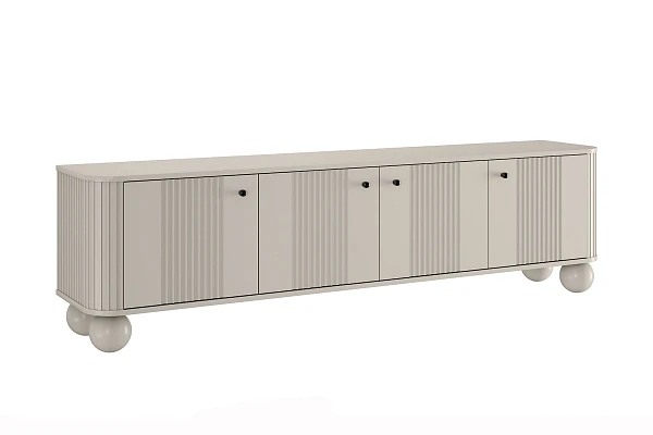 TV stolek Vesper 4D 187 cm - kašmírový / černé úchytky / kulaté kašmírové nožky