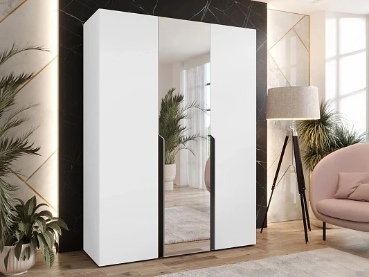 Šatní skříň MILA 2 150 se zrcadlem - Černá / bílá