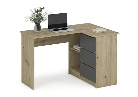 Rohový psací stůl BEGA Dub Artisan/Grafitový