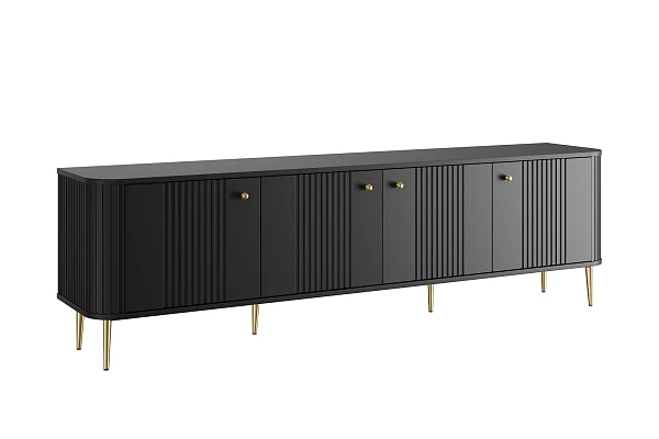 TV stolek Vesper 4D 187 cm - černý / zlaté nožky
