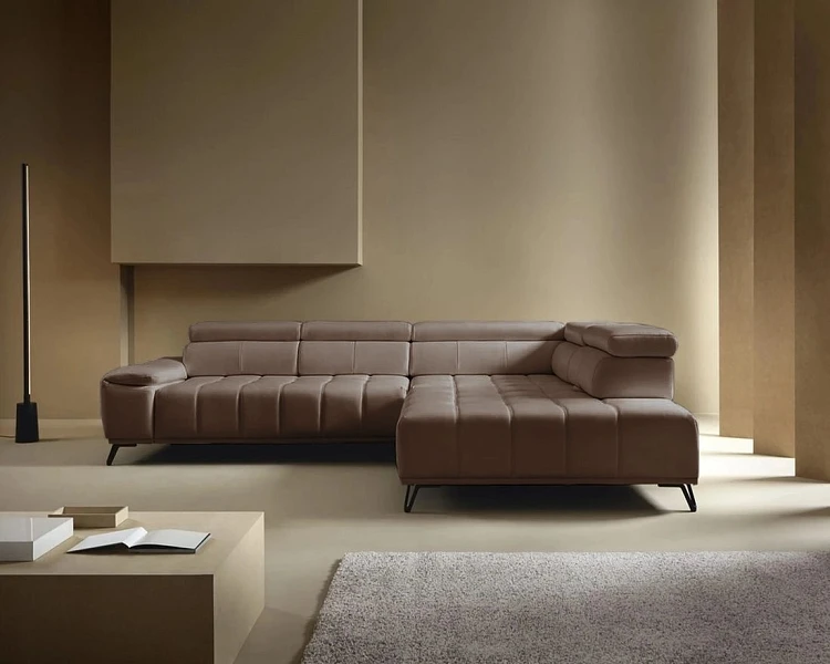 Kožená rohová sedací souprava PALLADIO L s elektrickým výsuvem