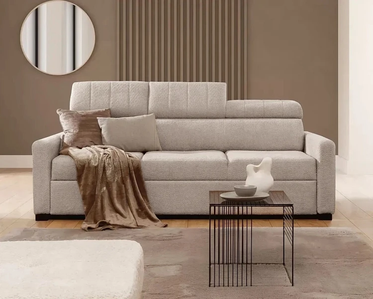 Pohovka TAREMO nastavitelnými záhlavníky růžově béžová