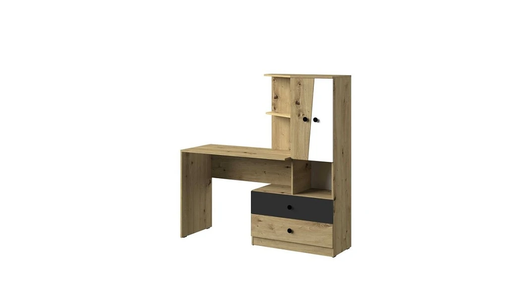 Psací stůl s regálem NERO 11 dub artisan / černý mat