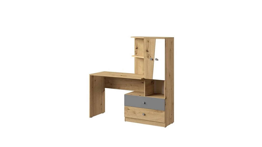 Psací stůl s regálem NERO 11 dub artisan / šedý mat