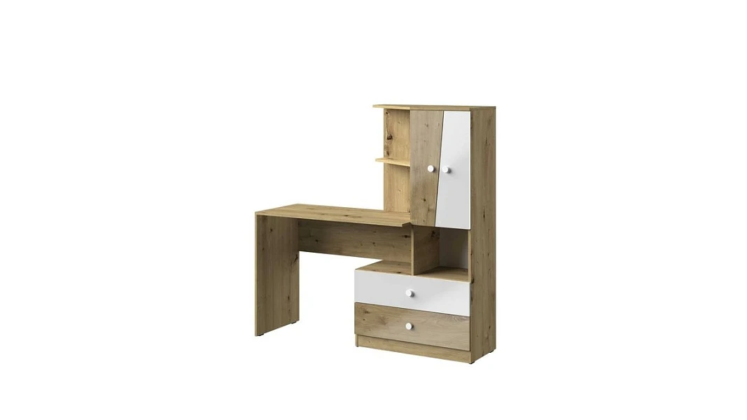 Psací stůl s regálem NERO 11 dub artisan / bílý lesk