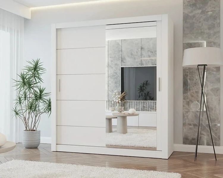 Šatní skříň LYON 180 se zrcadlem - bílá