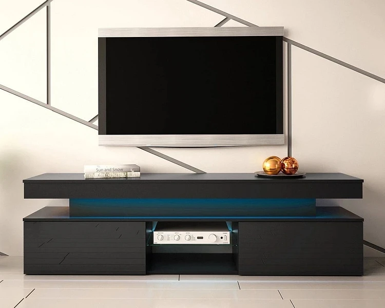TV stolek GLOSSA 02 s LED osvětlením Černý