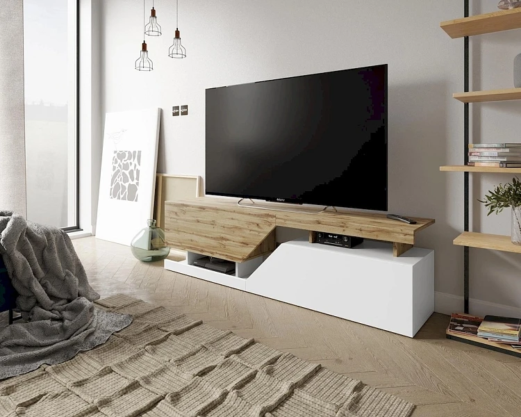TV skříňka CEELIAS 160 bílá / wotan