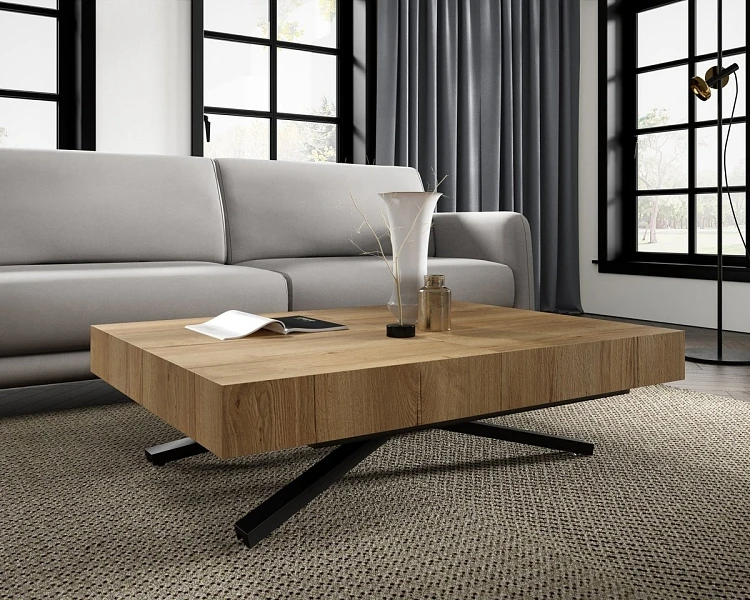 Rozkládací a zvedací Konferenční stolek SANNA X 120/200x80 Tmavý dub Lefkas