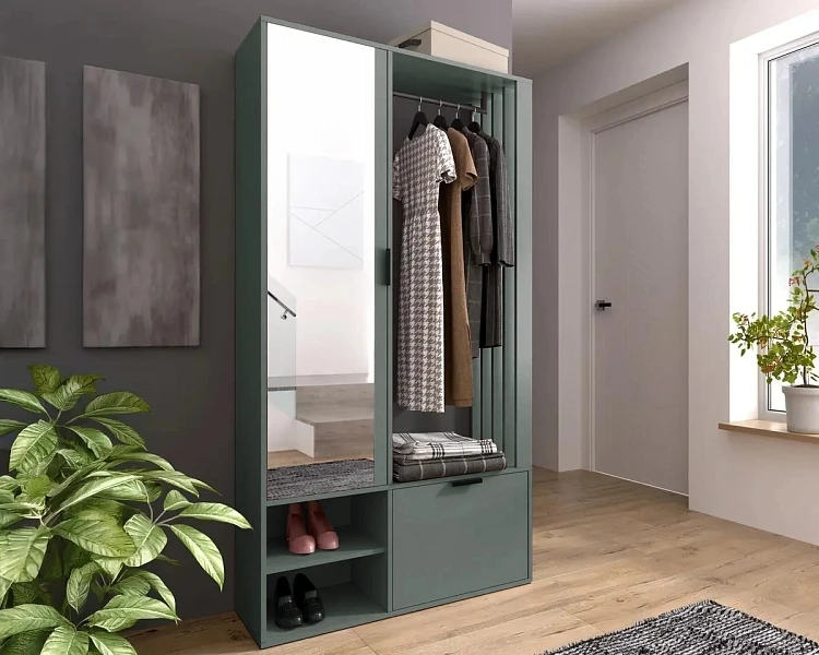 Předsíňová stěna se zrcadlem MILO UNI J 100x189 zelená