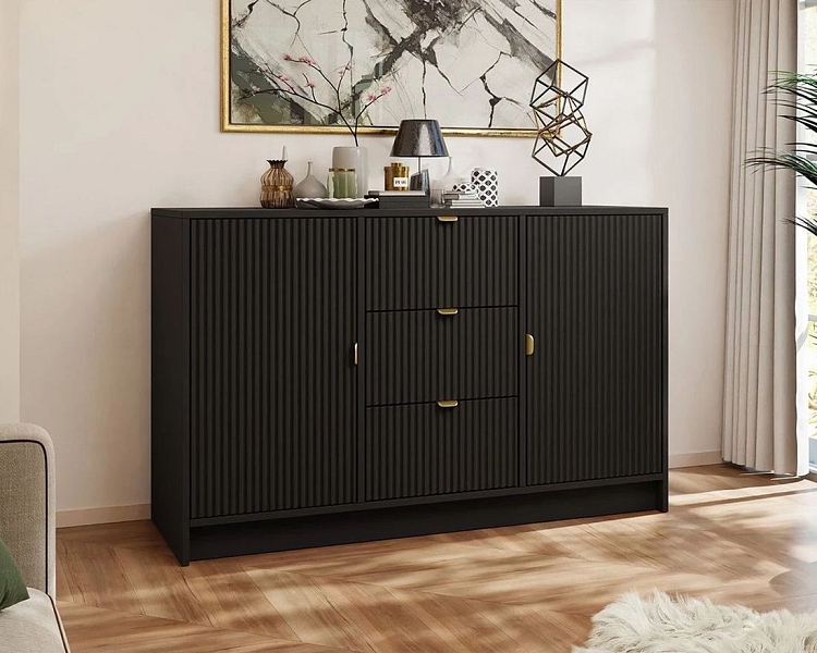 Komoda drážkovaná TIRENO 2D3SZ černá