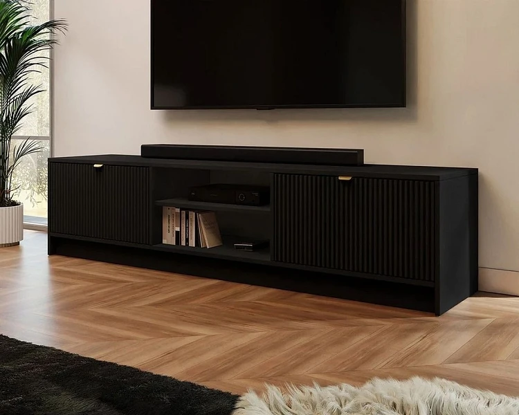 tv stolek  drážkovaná TIRENO 2D3SZ černá