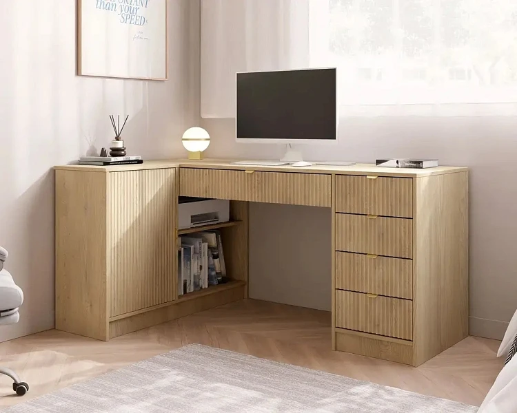 Rohový Psací stůl PC TIRENO levý nebo pravý bílý 