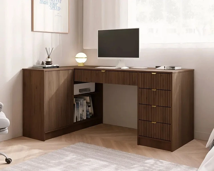 Rohový Psací stůl PC TIRENO levý nebo pravý bílý 