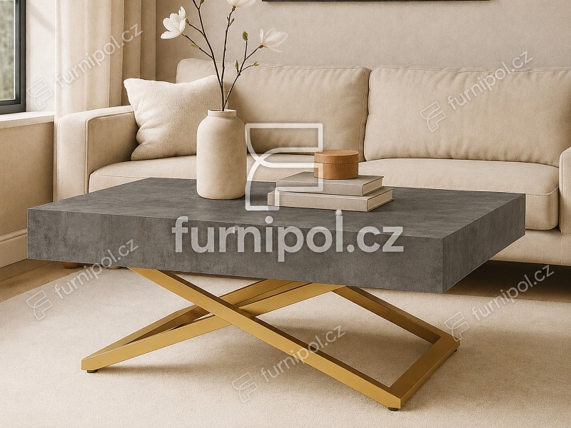 Konferenční stolek SANNA U G 120/200x80 rozkládací zvedací Dark Grey