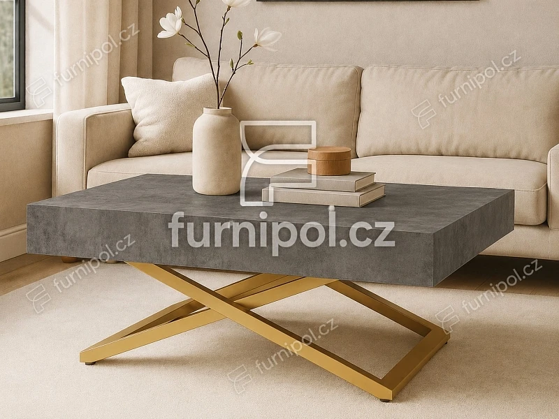 Konferenční stolek SANNA U G 120/200x80 rozkládací zvedací Dark Grey