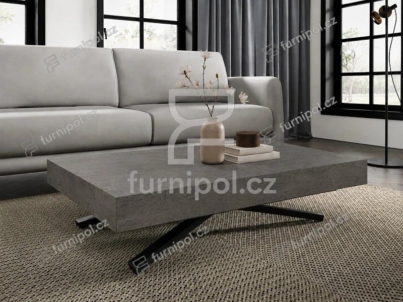 Rozkládací a zvedací Konferenční stolek SANNA X  - Dark Grey Chicago Concrete