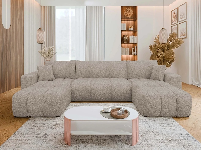 Sedací souprava do U FURYN U boucle s úložným prostorem a funkcí spánku - Coral 50