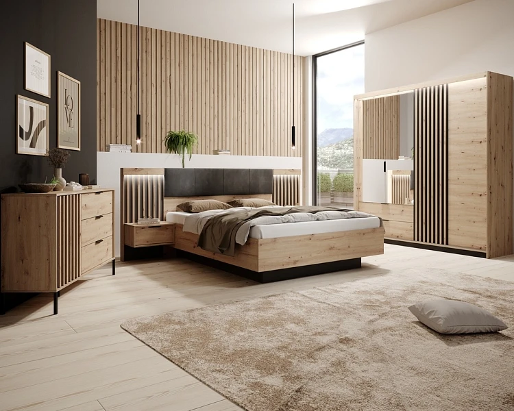 Ložnicová sestava TALLY I dub artisan + antracit