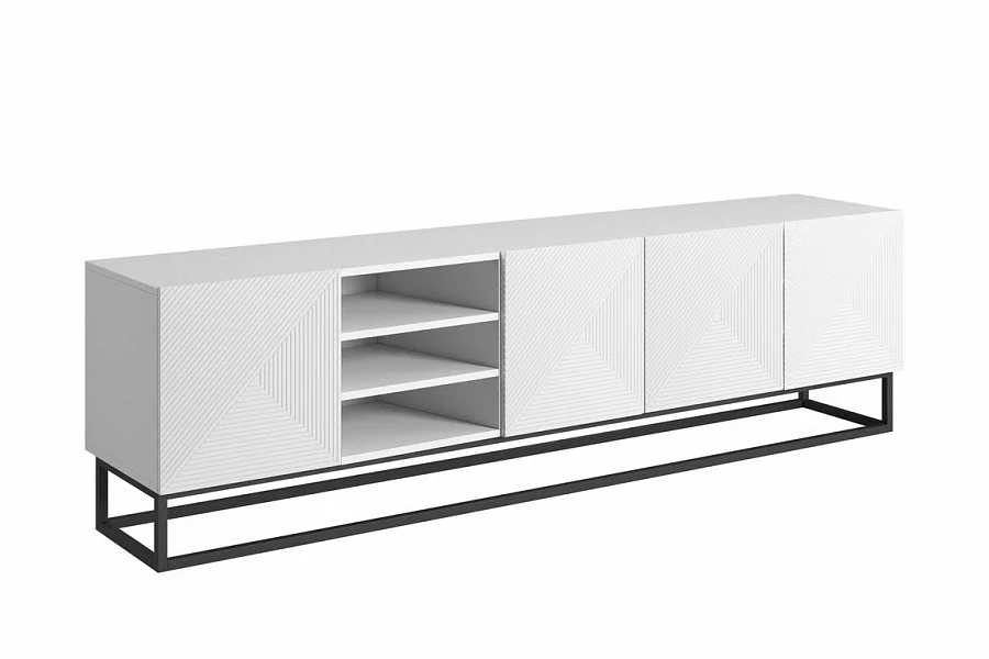 TV skříňka ASHA 200 cm bílý / kovový rám