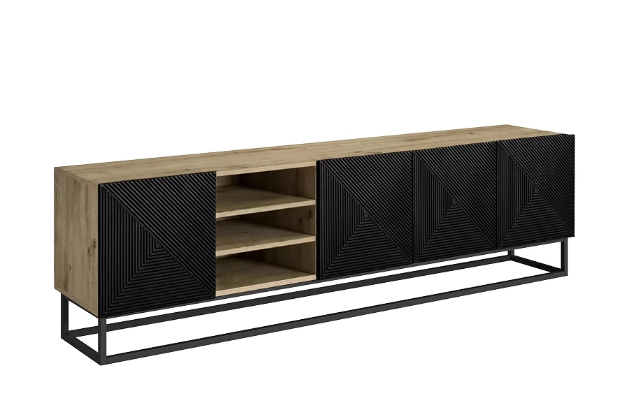 TV skříňka ASHA 200 cm dub artisan / kovový rám