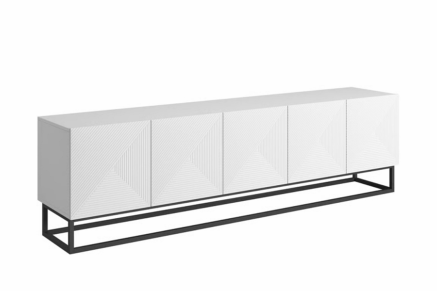 TV skříňka ASHA 200 cm bílá na kovovém rámu 