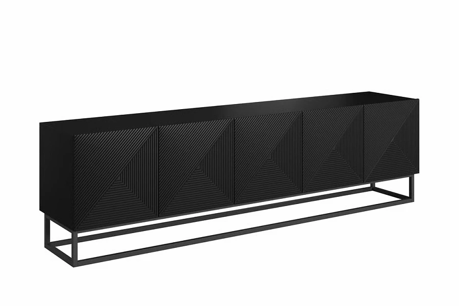 TV skříňka ASHA 200 cm černá na kovovém rámu 
