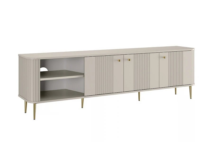 TV stolek Vesper 3D 187 cm - kašmírový / zlaté nožky