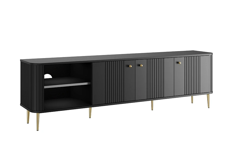 TV stolek Vesper 3D 187 cm - černý / zlaté nohy