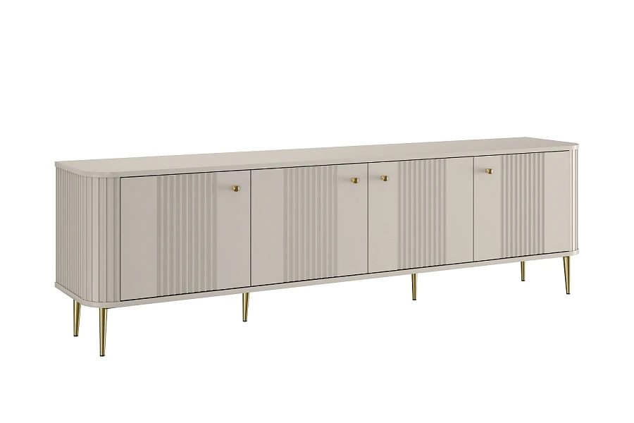 TV stolek Vesper 4D 187 cm - kašmírový / zlaté nožky
