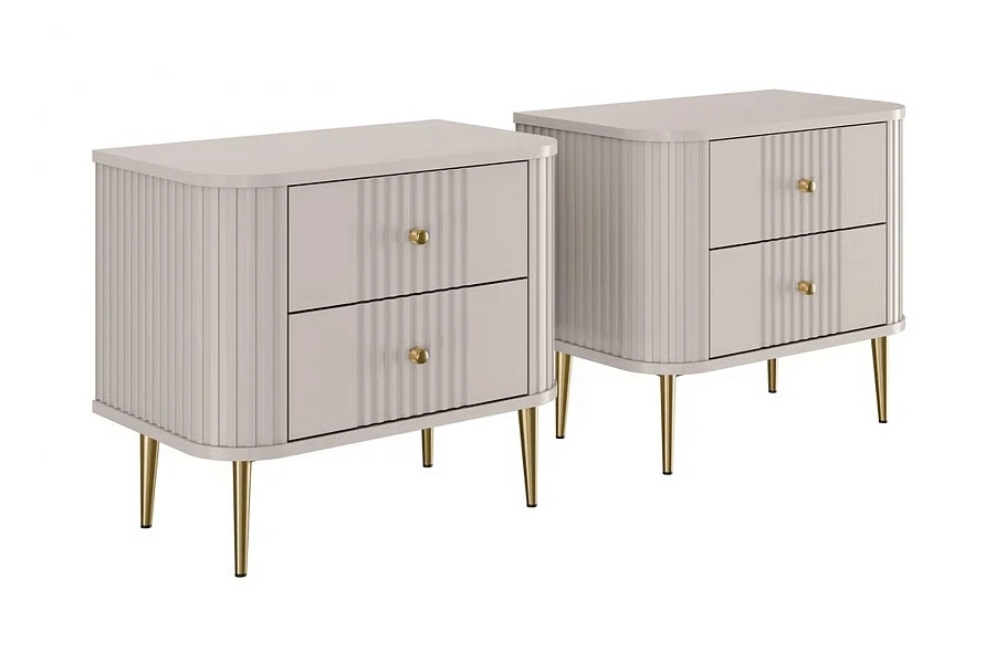 Set nočních stolků Vesper 56 cm - kašmírová / zlaté nohy