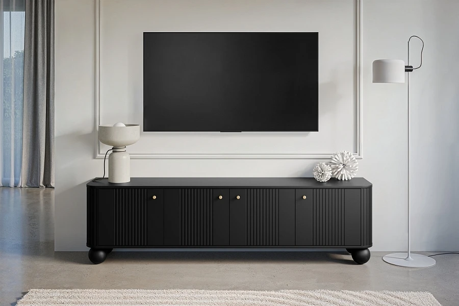 Moderní TV skříňka Vesper 187 cm - Černá / zlatá