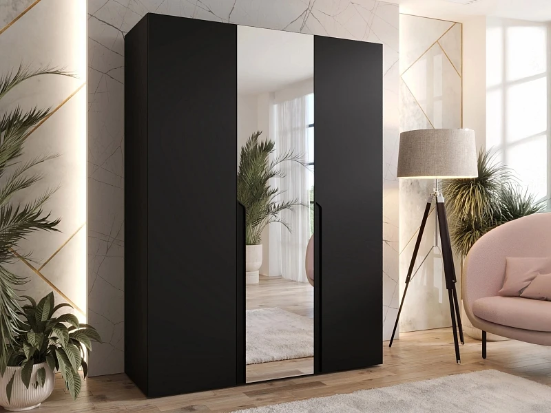 Šatní skříň MILA 2 150 se zrcadlem - Černá