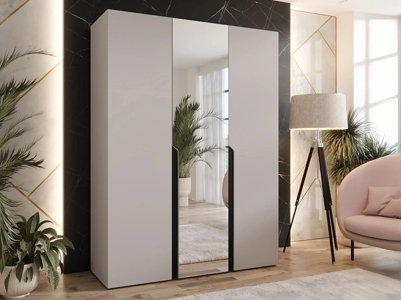 Šatní skříň MILA 2 150 se zrcadlem - Kašmír / černá