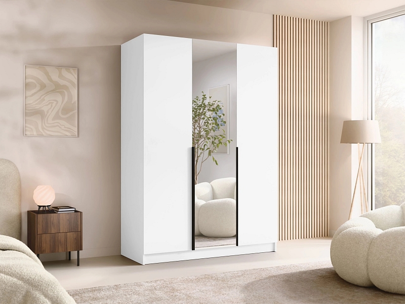 Šatní skříň CALIA II se zrcadlem - Bílá / černá